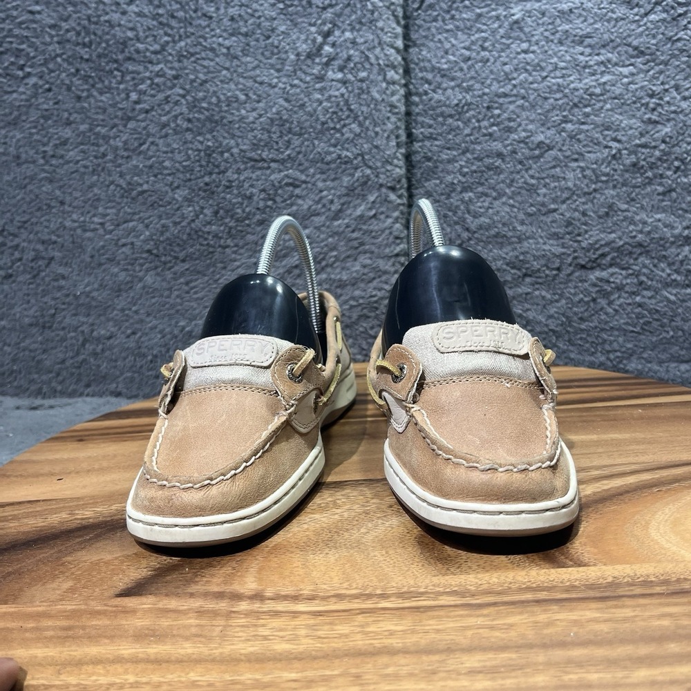 Sperry Top Sider Shoes Womens 7 Songfish Linen Oat‎ Sliver Boat Shoe Lace Up - Picture 4 of 11